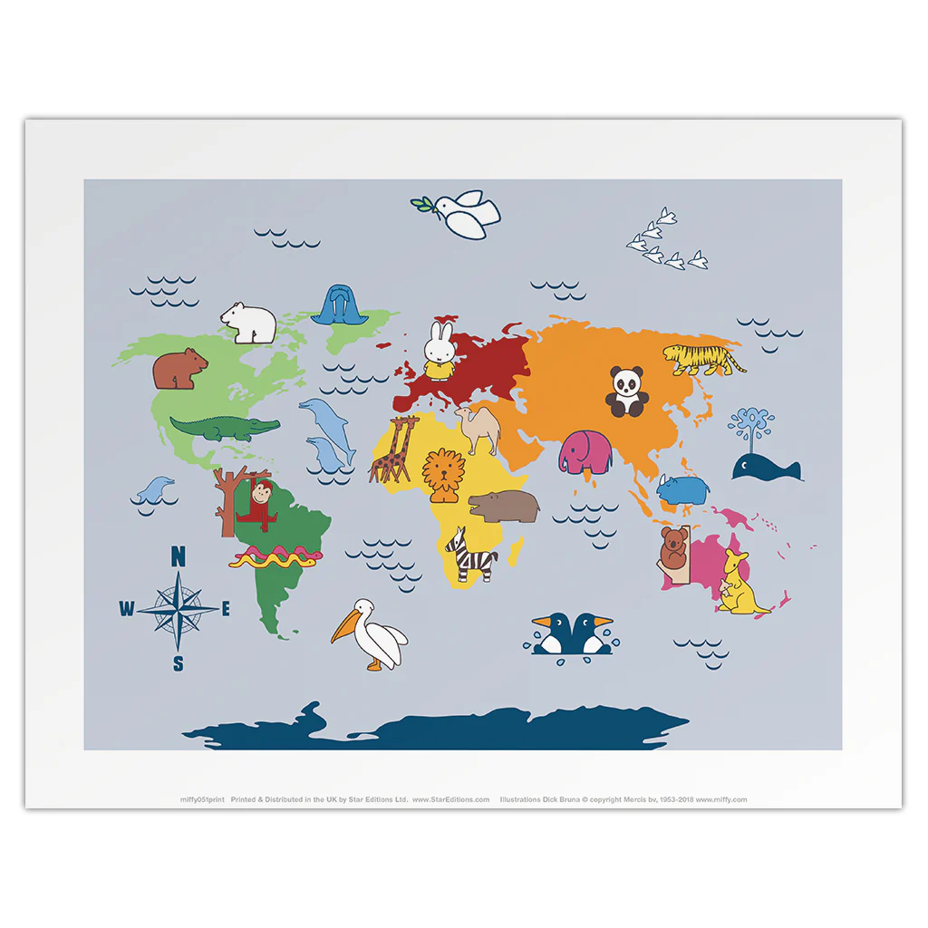 Miffy Animals Map Mini Poster