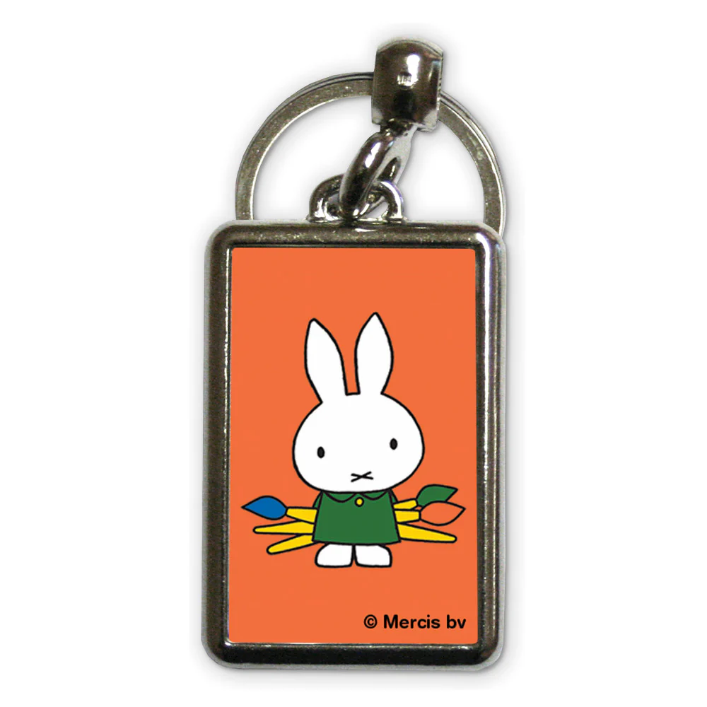 Miffy Holding Paintbrushes Metal Keyring